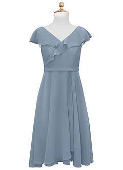 Azazie Posie Junior MAI TAI A-Line Ruched Chiffon Dress image7