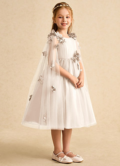 Azazie Staria vestidos de niña de las flores Vestido de Alabastro Blanco de Tul de Princesa con Volante image8