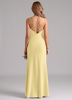 Azazie Suttona Brautjungfernkleider A-Linie Plissee Stretch-Satin Kleid Zitronensorbet image3