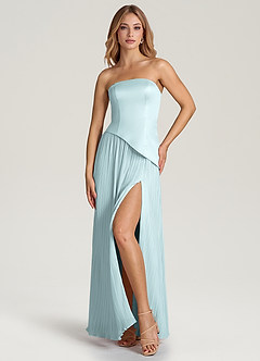 Azazie Tierney Robes de demoiselle d'honneur Robe Trapèze Convertible en Mousseline de soie Sans bretelle Brume image6