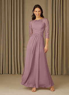 Azazie Zolla Mother of the Bride Dresses Dusty Rose A-Line Lace Chiffon Dress image1