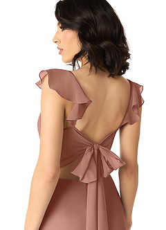 Azazie Everett Bridesmaid Dresses Cedar Rose A-Line V-neck Ruched Chiffon Dress image5