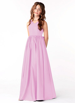 Azazie Hathaway Junior A-Linie Schleifen Matte Satin Kleid Bonbonrosa image3