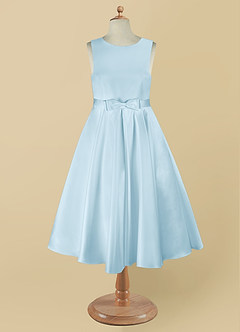 Azazie Coco Flower Girl Dresses Sky Blue A-Line Bow Matte Satin Dress image8