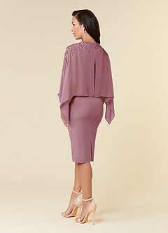 Azazie Maryam Final Sale Dusty Blue Sheath Lace Chiffon Dress image3