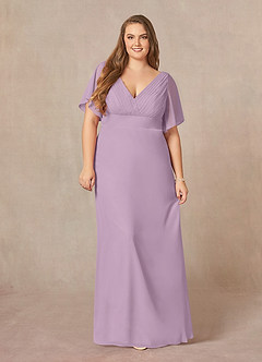 Azazie Alessa Final Sale Wisteria A-Line V-Neck Pleated Chiffon Dress image7