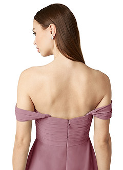 Azazie Vicenta Bridesmaid Dresses Vintage Mauve A-Line Off the Shoulder Chiffon Convertible Dress image8