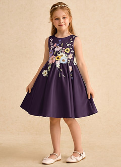 Azazie Prima Flower Girl Klänningar Klänning A-Line i Matt satäng Rosett image4