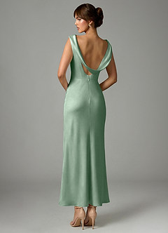 Azazie Kieryn Robes de demoiselle d'honneur Robe Sirène en Satin extensible Plissée Agave image5