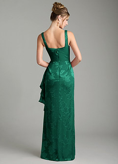 Azazie Veronica Bridesmaid Dresses Emerald Mermaid Pleated Floral Jacquard Burnout Dress image2