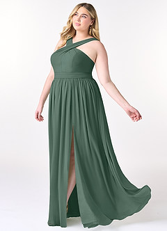 Azazie Elvira Bridesmaid Dresses Sea Moss A-Line Pleated Chiffon Dress image9