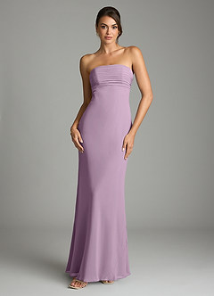 Azazie Saylor Vestidos de damas de honor Vestido de Glicinia de Gasa de Corte Sirena con Sin tirantes image3