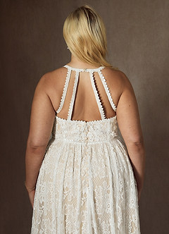 Azazie August Vestidos de novia Vestido de Blanco Diamante Champán de Encaje de Corte en A image6