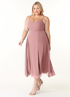 Azazie Clarissa Bridesmaid Dresses Dusty Rose A-Line V-Neck Chiffon Dress image9
