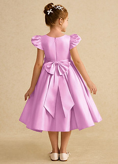 Azazie Pearl Flower Girl Dresses Candy Pink Ball-Gown Pleated Matte Satin Dress image2