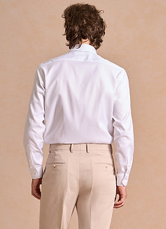 front Aiden Blanco Crujiente Camisa de vestir a rayas 100 % algodón que no necesita planchado