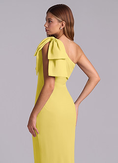 Azazie Yuanna Bridesmaid Dresses Canary Mermaid One Shoulder Chiffon Dress image8