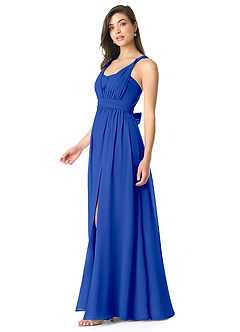 Azazie Olani Abiti da Damigella Abito Convertibile A-Line in Chiffon a Spalla Scoperta Blu Reale image4