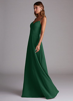 Azazie Marley Bridesmaid Dresses Dark Green A-Line Off the Shoulder Chiffon Convertible Dress image6