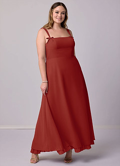 Barbie ♥ Azazie Bridesmaid Dresses Terracotta A-Line Pleated Chiffon Dress image8
