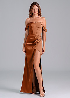 Azazie Asha Final Sale Emerald Sheath Off the Shoulder Stretch Satin Convertible Dress image1