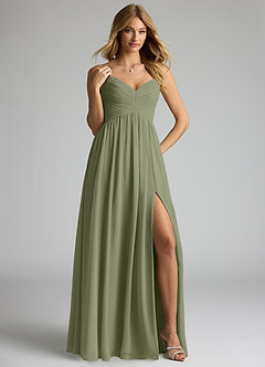 Azazie Alia Bridesmaid Dresses Pistachio A-Line Pleated Chiffon Dress image4