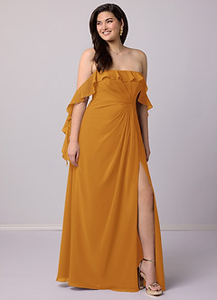 Barbie ♥ Azazie Bridesmaid Dresses Butterscotch A-Line Off the Shoulder Chiffon Convertible Dress image8