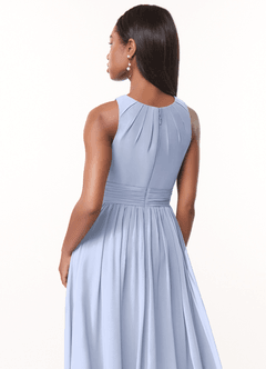 Azazie Harper Bridesmaid Dresses Ice A-Line Pleated Chiffon Dress image4