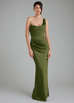 Azazie Sabrina Bridesmaid Dresses Bright Olive Mermaid Corset Stretch Satin Dress image6