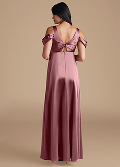 Azazie Rhea Maternity Bridesmaid Dresses A-Line Pleated Metallic Satin Floor-Length Dress image2