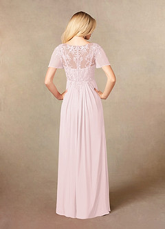 Azazie Holga Kleider für die Brautmutter A-Linie V-Hals Spitze Chiffon Kleid Zartrosa image2