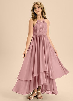 Azazie Elliora Junior Dusty Rose A-Line Pleated Chiffon Dress image3