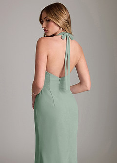 Azazie Valerie Bridesmaid Dresses Silver Sage Mermaid Pleated Chiffon Dress image6