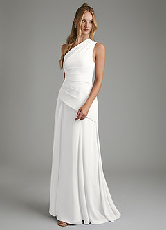 Azazie Holly Bridesmaid Dresses White A-Line Corset Chiffon Dress image5