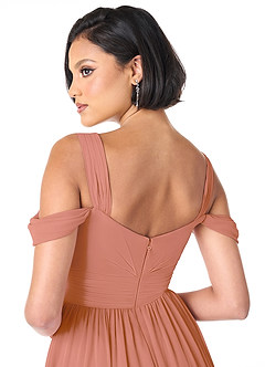 Azazie Lianne Brautjungfernkleider A-Linie Schulterfrei Chiffon Kleid Mai Tai image10