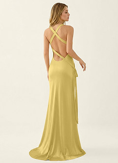 Persephone Amarillo Pastel Vestido de fiesta de satén image2