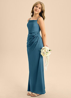 Azazie Renna Junior Robe Trapèze en Satin extensible Plissée Bermude image3