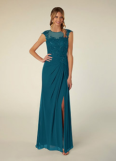 Azazie Libby Mère de la mariée Robes Robe Trapèze en Mousseline de soie Paillettes en forme de coquille Bleu Encre image1