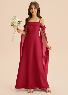 Azazie Moana Junior Linia A Pofałdowany Szyfon Długość podłogi Młodsza druhna Sukienka image4