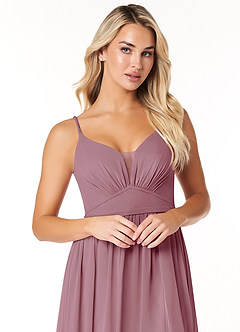Azazie Rayna Final Sale Vintage Mauve A-Line V-Neck Pleated Chiffon Dress image6