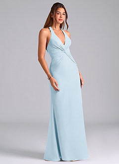 Azazie Valerie Bridesmaid Dresses Sky Blue Mermaid Pleated Chiffon Dress image3