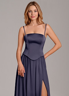 Azazie Cadence Suknie dla druhen Linia A Gorset Satyna elastyczna Do ziemi Sukienka image2