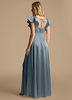 Azazie Bondi Bridesmaid Dresses Twilight A-Line Bow Metallic Satin Dress image3
