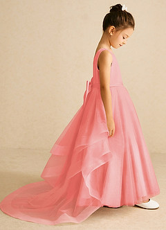 Azazie Pumpkin Flower Girl Dresses Coral A-Line Convertible Tulle Dress image3