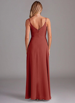 Azazie Daenerys Bridesmaid Dresses Terracotta A-Line Cowl Chiffon Dress image7