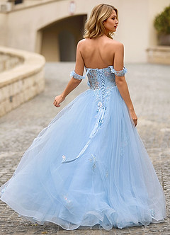 Eleanor Ljusblå 3D Blommig Spetsbalklänning image8