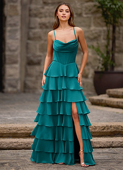 Rhythm Peacock Ruffled A-line Prom Dress image7