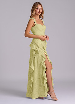 Azazie Sloane Bridesmaid Dresses Lemon Sorbet A-Line Sweetheart Neckline Floral Burnout Dress image5