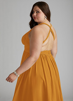 Azazie Ashia Brautjungfernkleider A-Linie Plissee Chiffon Kleid Butterscotch image8