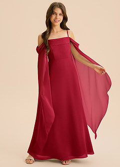 Azazie Moana Junior Linia A Pofałdowany Szyfon Długość podłogi Młodsza druhna Sukienka image6